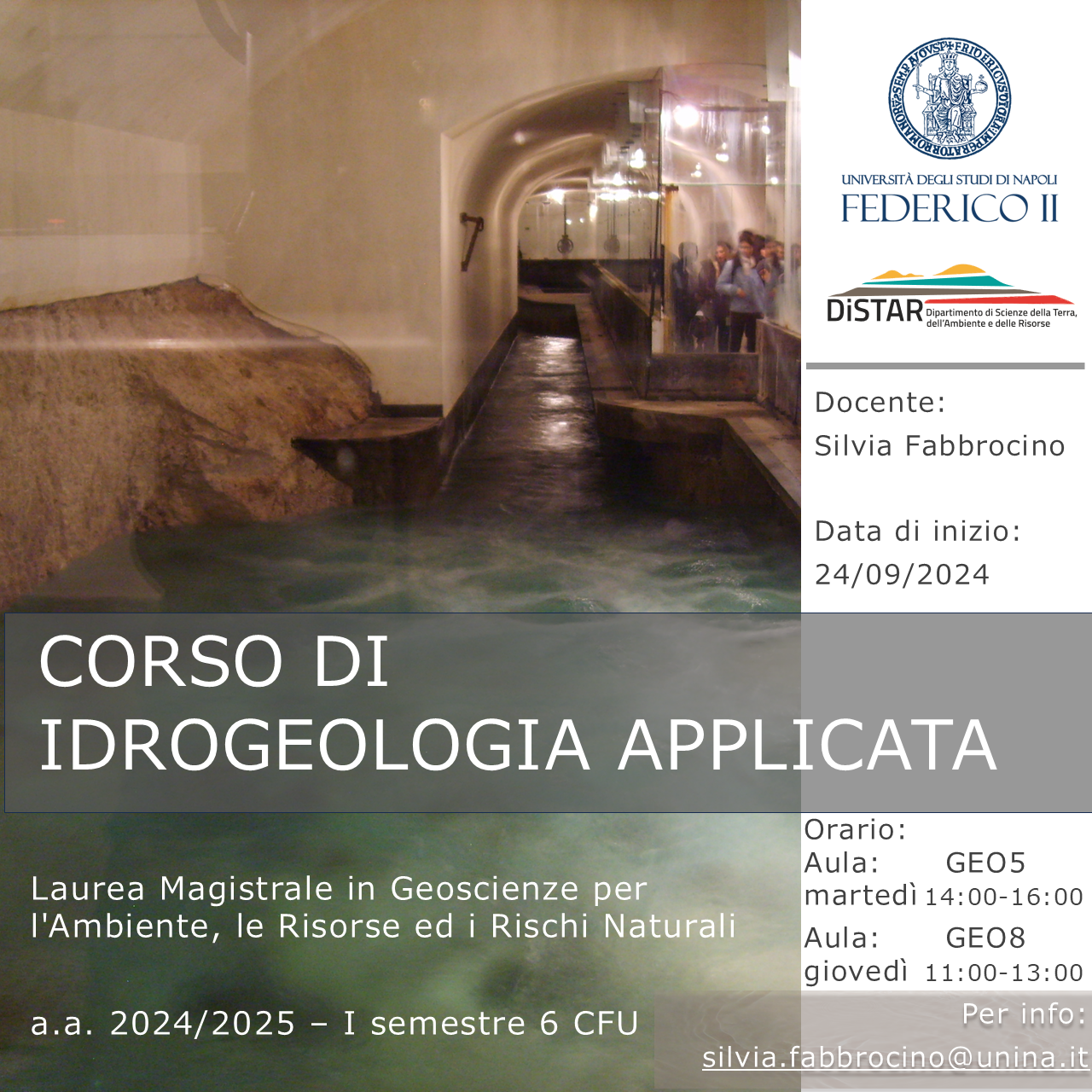 Template locandina Corsi DiSTAR Idrogeologia Applicata